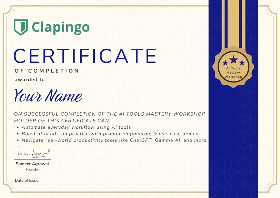 Clapingo AI proficiency certificate